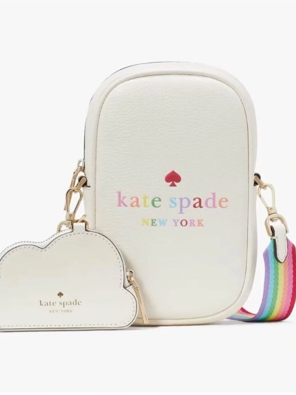 kate spade White Rainbow Logo Crossbody with Rainbow Strap